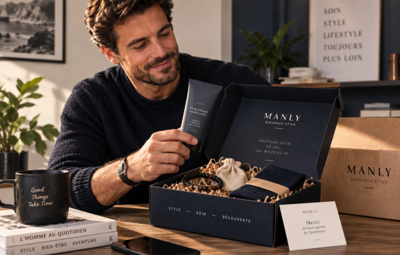 Box homme mensuelle MANLY avec soin et accessoire